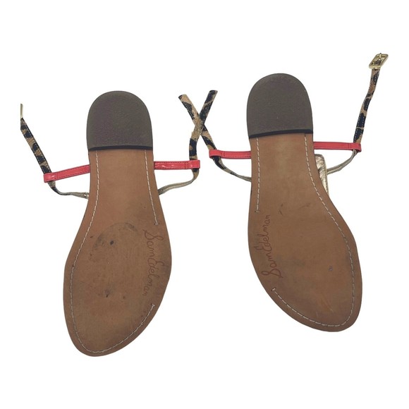 Sam Edelman Gigi Leather Snake Animal Print Dyed Fur Flip Flop Flat Sandals 8.5 - Picture 9 of 10